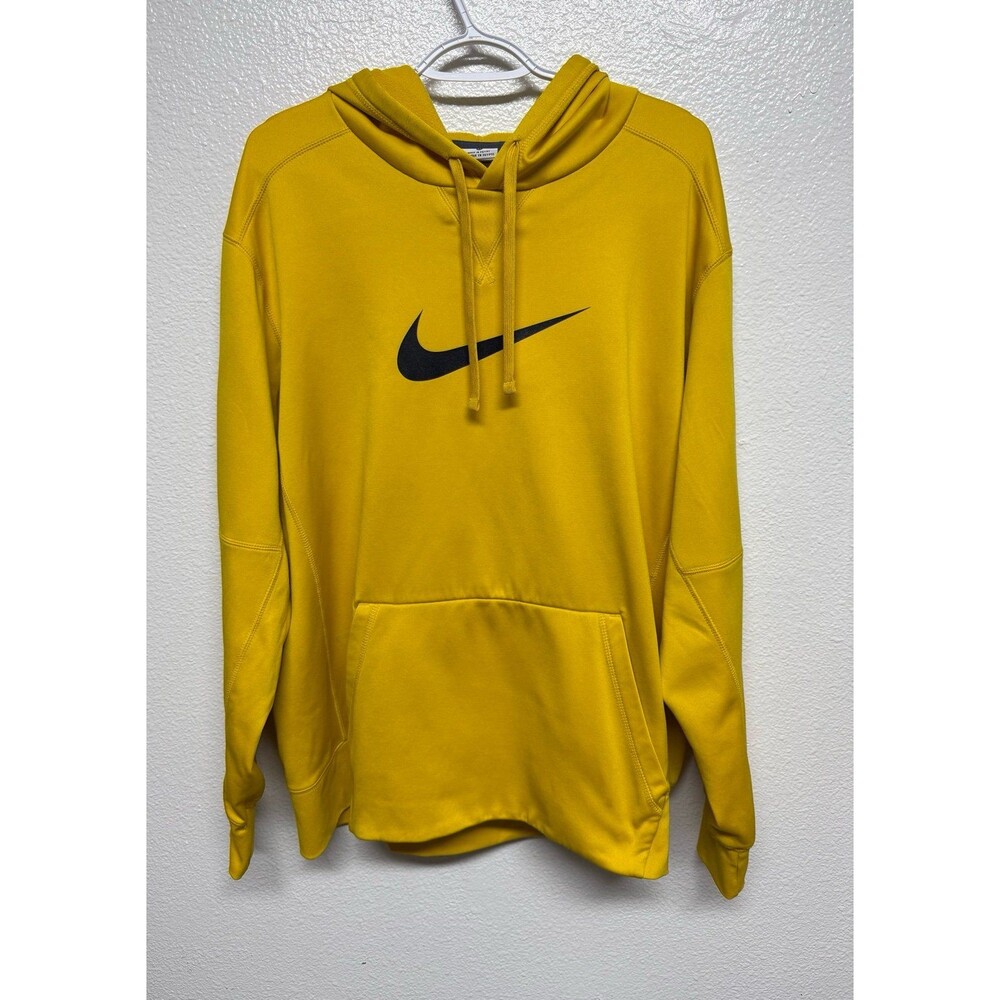 Men’s Nike Therma- fit yellow pullover hoodie kangaroo pockets Sz XL